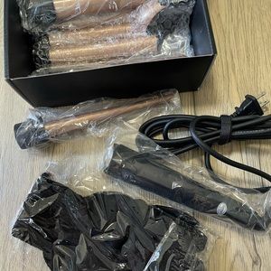 Travel Crimp and Curling Wand Set, Interchangeable with Heat Glove and LCD Temp